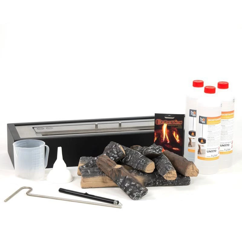 Ethanolkamin Einsatz Paket - 65 cm | ScandiFlames | Einsatz für bestehenden Kamin | Schwarz