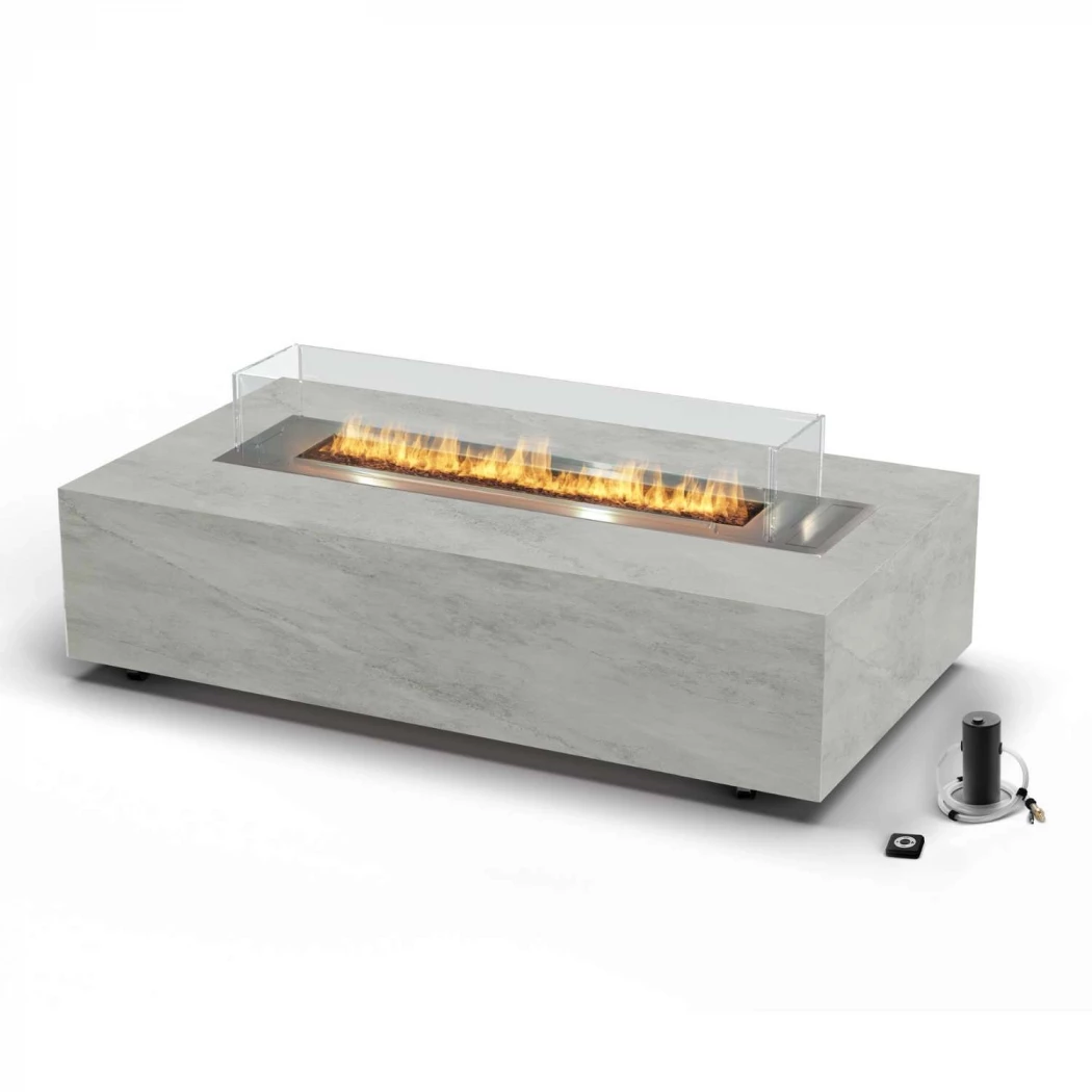 Cabo Feuertisch - Kreta | Planika Fires | Table with bioethanol fireplaec | Schwarz , Weiß