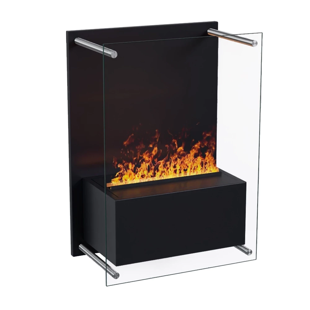 Yosemite Wasserdampfkamin in Schwarz - Wandmontierter Opti-Myst Kamin von ScandiFlames Electric - Mit Dimplex Kassette 400 Wasserdampfkassette