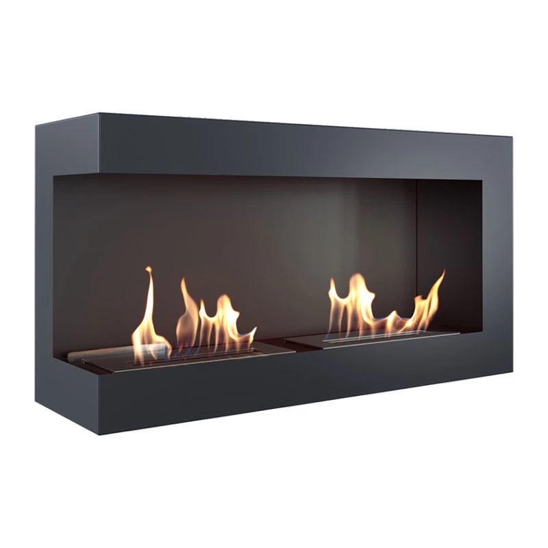 Eckkamin 90 cm (links) | | Ethanol Tunnel Einbaukamin | Schwarz