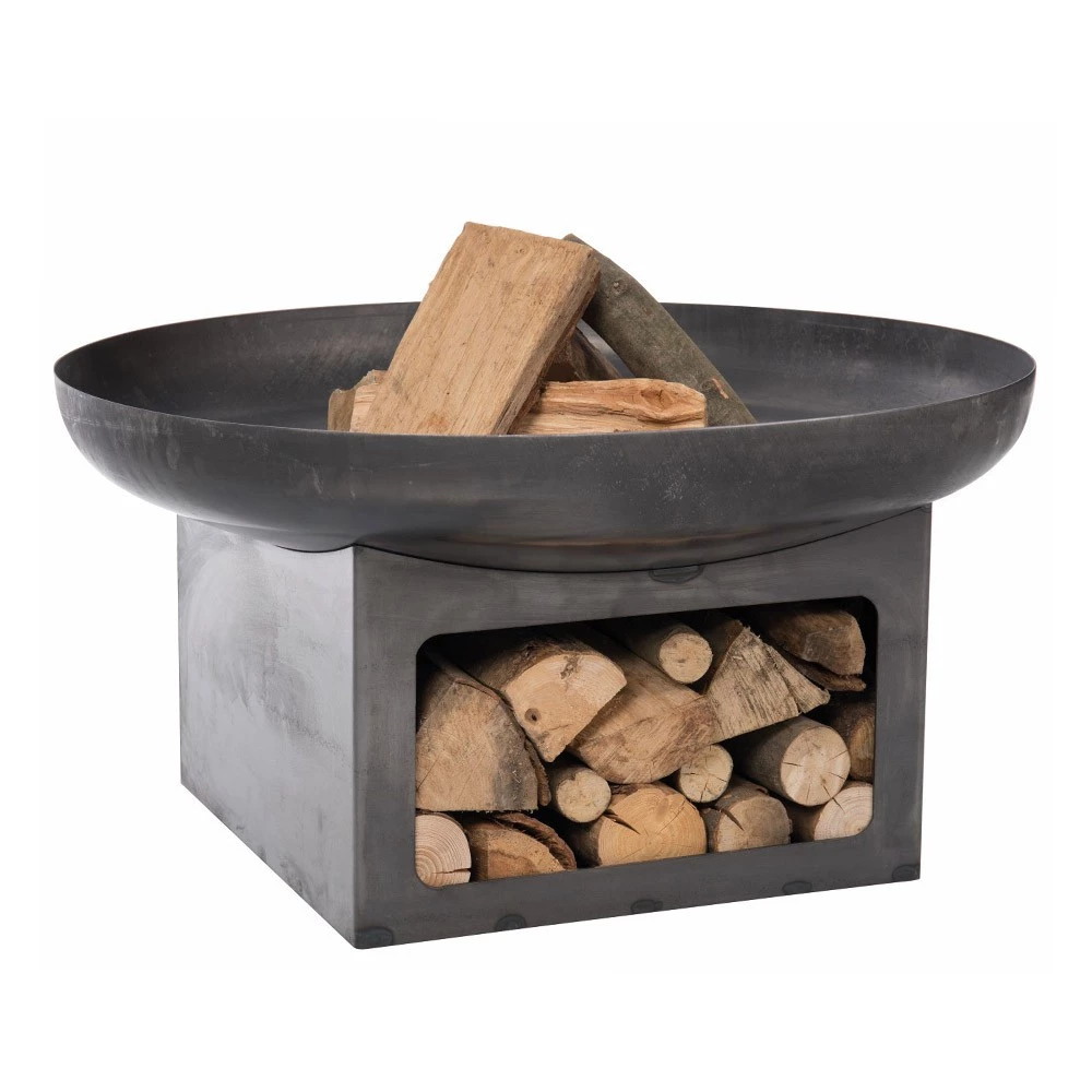 Juva Feuerstelle - 80 cm | Red Fire | Holzlager , Outdoor Feuerschale | Schwarz