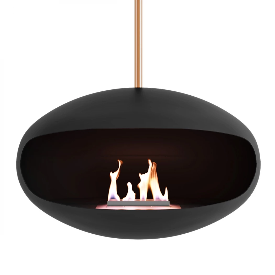 Aeris Schwarz + Kupferstab | Cocoon Fires | Ethanol Hängekamin | Schwarz