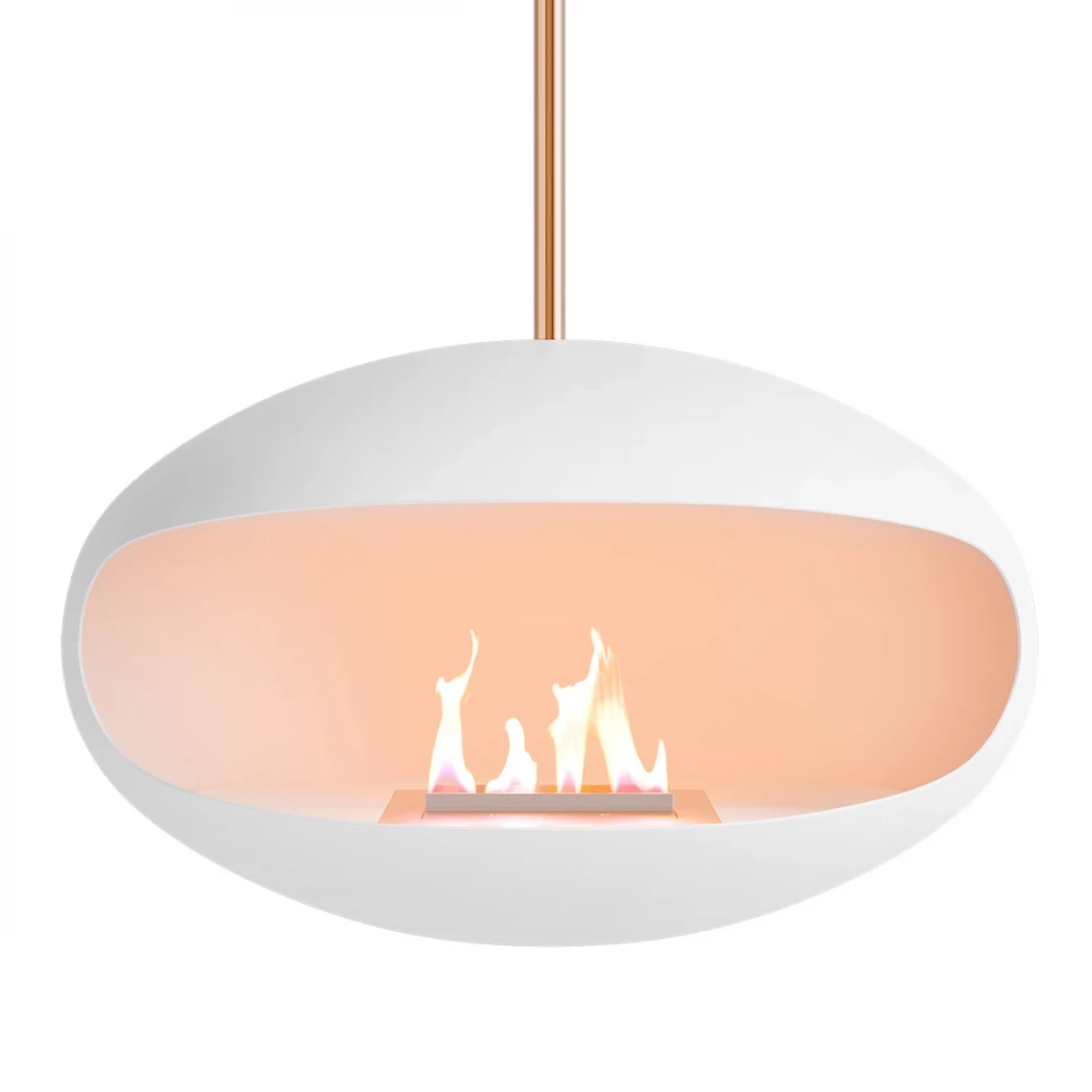 Aeris Weiß + Kupferstab | Cocoon Fires | Ethanol Hängekamin | Weiß