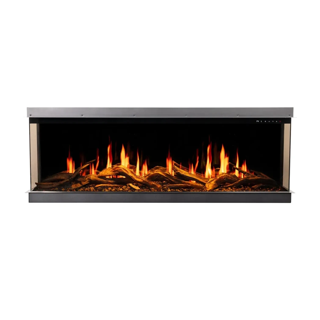 Aflamo Gold 132 cm Elektrischer Kamin | | Elektro Kamineinsatz Frontöffnung | Schwarz
