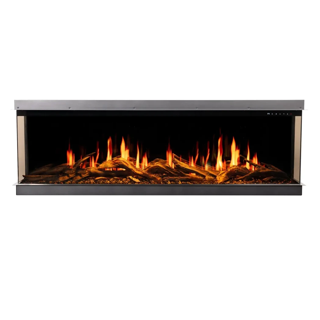 Aflamo Gold 152 cm Elektrischer Kamin | | Elektro Kamineinsatz Frontöffnung | Schwarz
