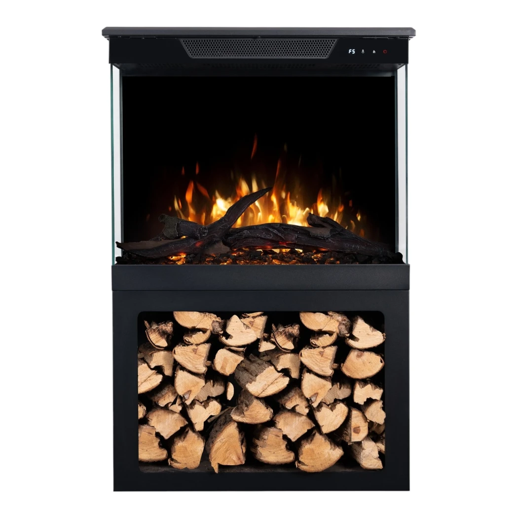 Aflamo Tower + Stand 76 cm Elektrokamin | | Freistehender Elektrokamin , 3-sided electric fireplace | Schwarz