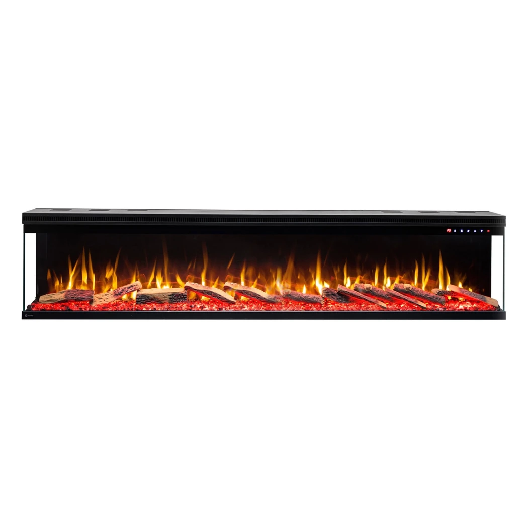Aflamo Unique 183 cm elektrischer Kamin | | Elektro Wandkamin , 3-seitiger Elektro Einbaukamin | Schwarz