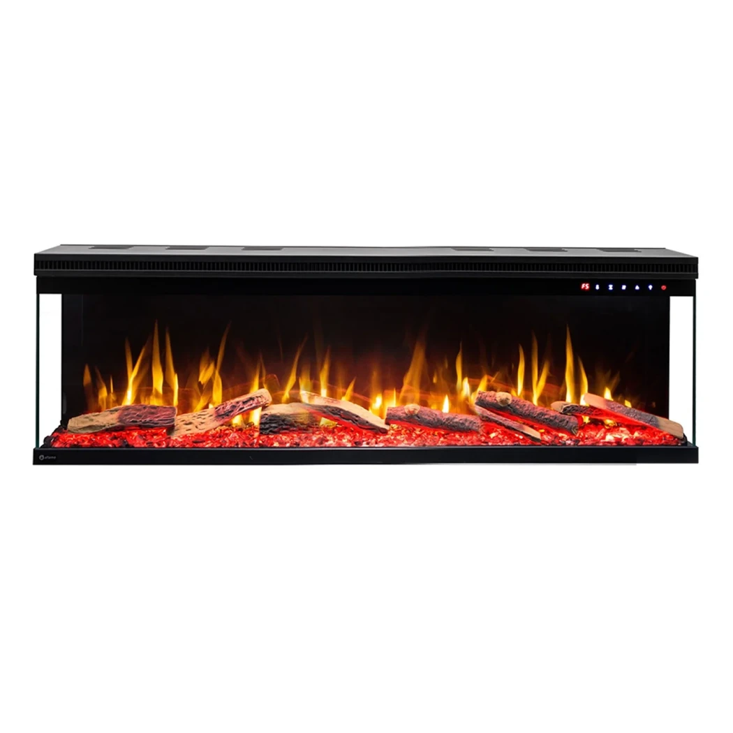 Aflamo Unique 127 cm Elektrischer Kamin | | Elektro Wandkamin , 3-seitiger Elektro Einbaukamin | Schwarz