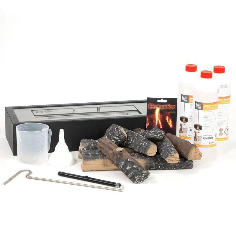 Ethanolkamin Einsatz Paket - 50 cm | ScandiFlames | Einsatz für bestehenden Kamin | Schwarz