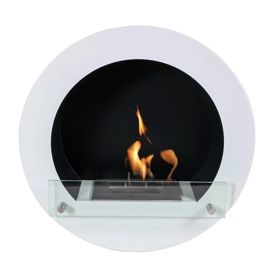 Weißer Biokamin in runder Form | ScandiFlames | Bioethanol Wandkamin | Weiß