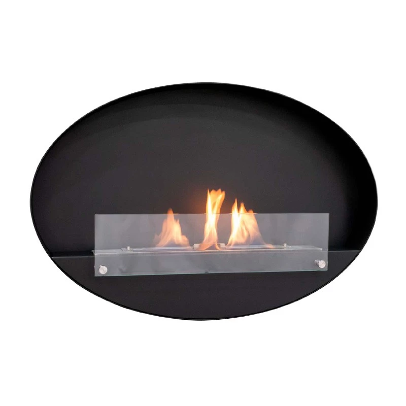 Maryland - Ovaler Wandkamin - Schwarz | ScandiFlames | Bioethanol Wandkamin | Schwarz
