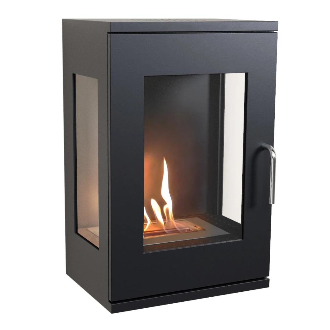 Cheyenne Wandmontierter Bioethanol-Kamin – von ScandiFlames | Platzsparender Schwarzer Kamin mit 3-Seiten-Flammenansicht