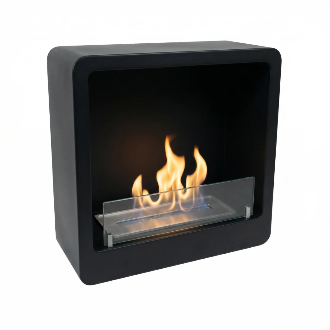 Quadratischer Wandkamin | ScandiFlames | Bioethanol Wandkamin | Schwarz