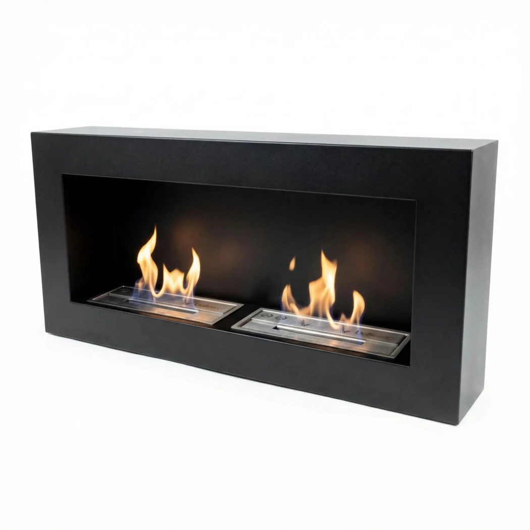 Großer Wandkamin - Schwarz | ScandiFlames | Bioethanol Wandkamin | Schwarz