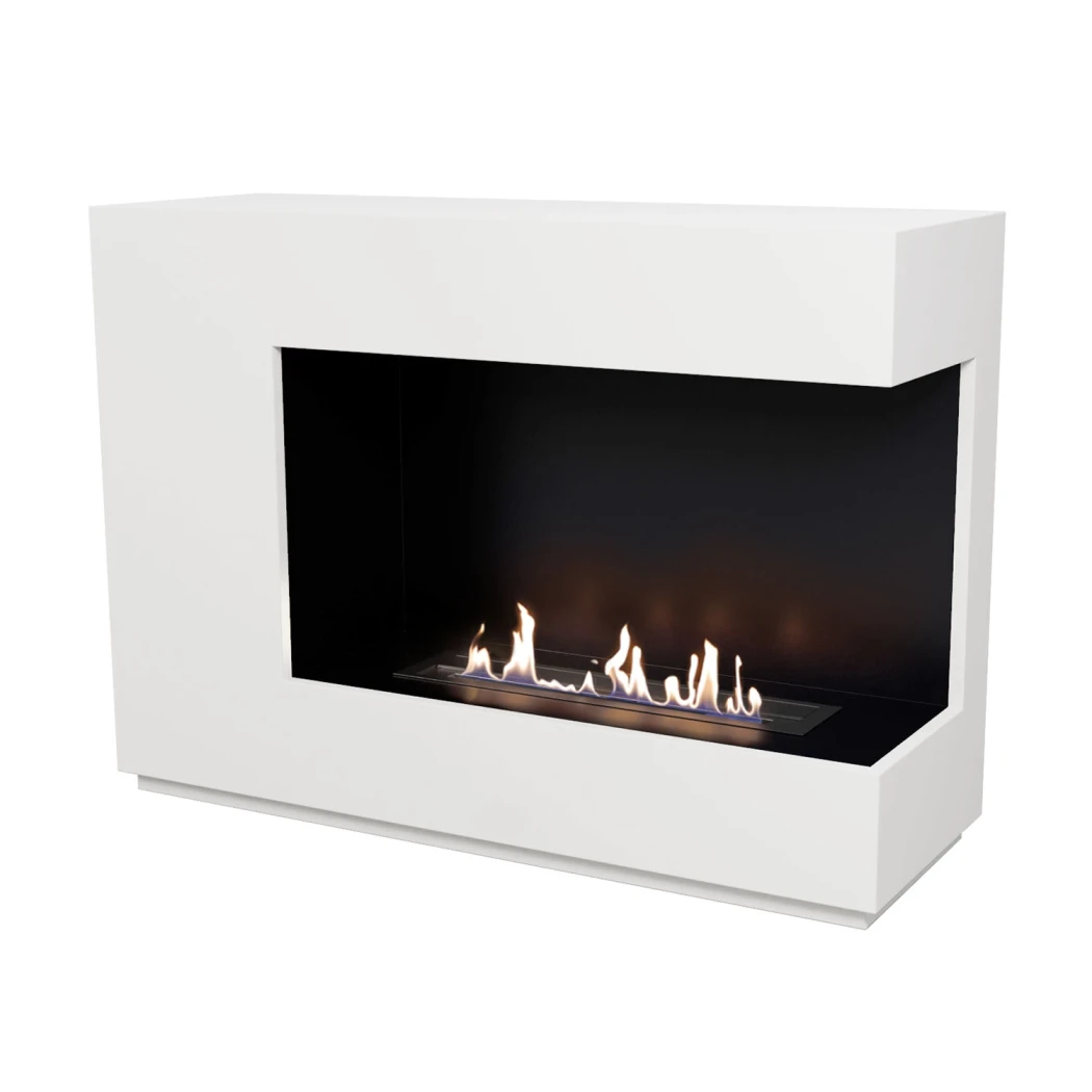 ScandiFlames Seattle Bioethanol-Kamin Weiß – Freistehender Kamin mit beidseitiger Flammensicht | 2,5 kW Heizleistung