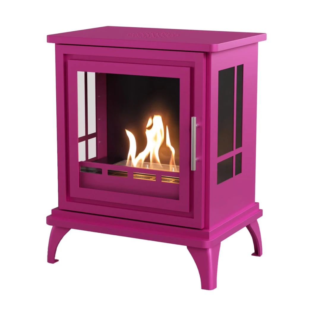 ScandiFlames Nashville Pink – Freistehender Bioethanol-Kaminofen – 6 Stunden Brenndauer – 2 kW Heizleistung