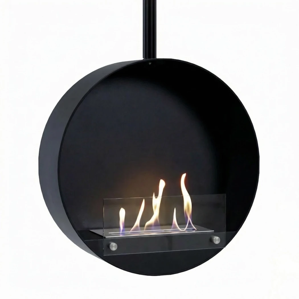 ScandiFlames Ottawa Schwarz Hängender Bioethanol-Kamin - 60 cm - Deckenmontage - Verstellbare Stange