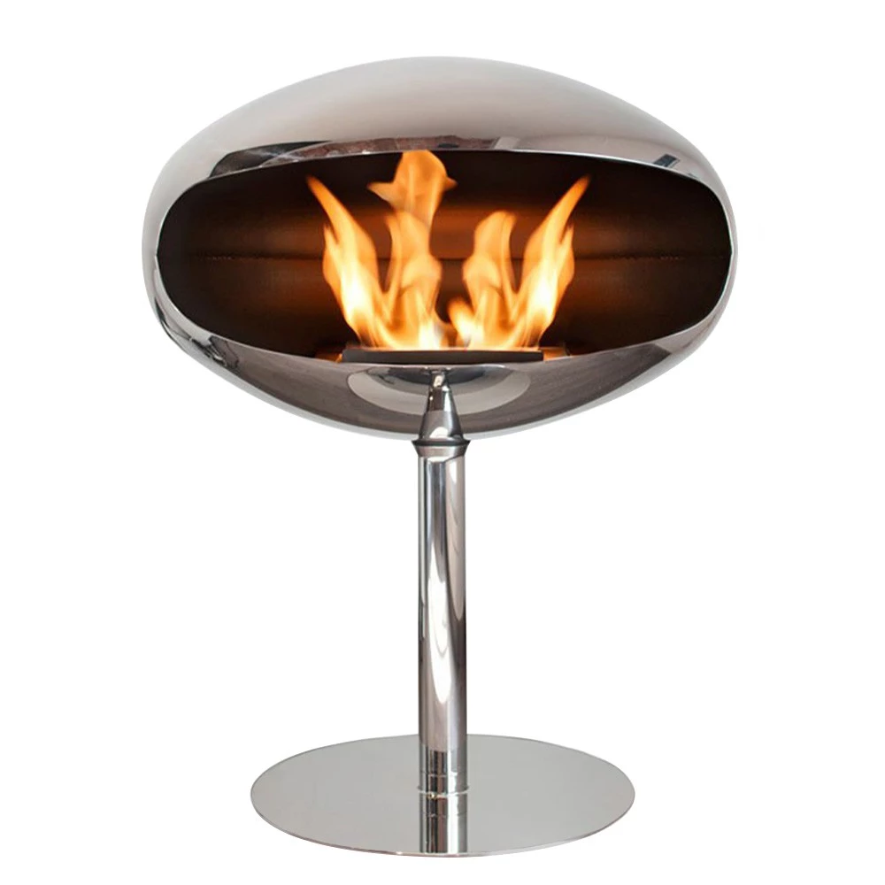 Cocoon Pedestal Polierter Stahl | Cocoon Fires | Freistehender Ethanol Kamin | Polierter Stahl