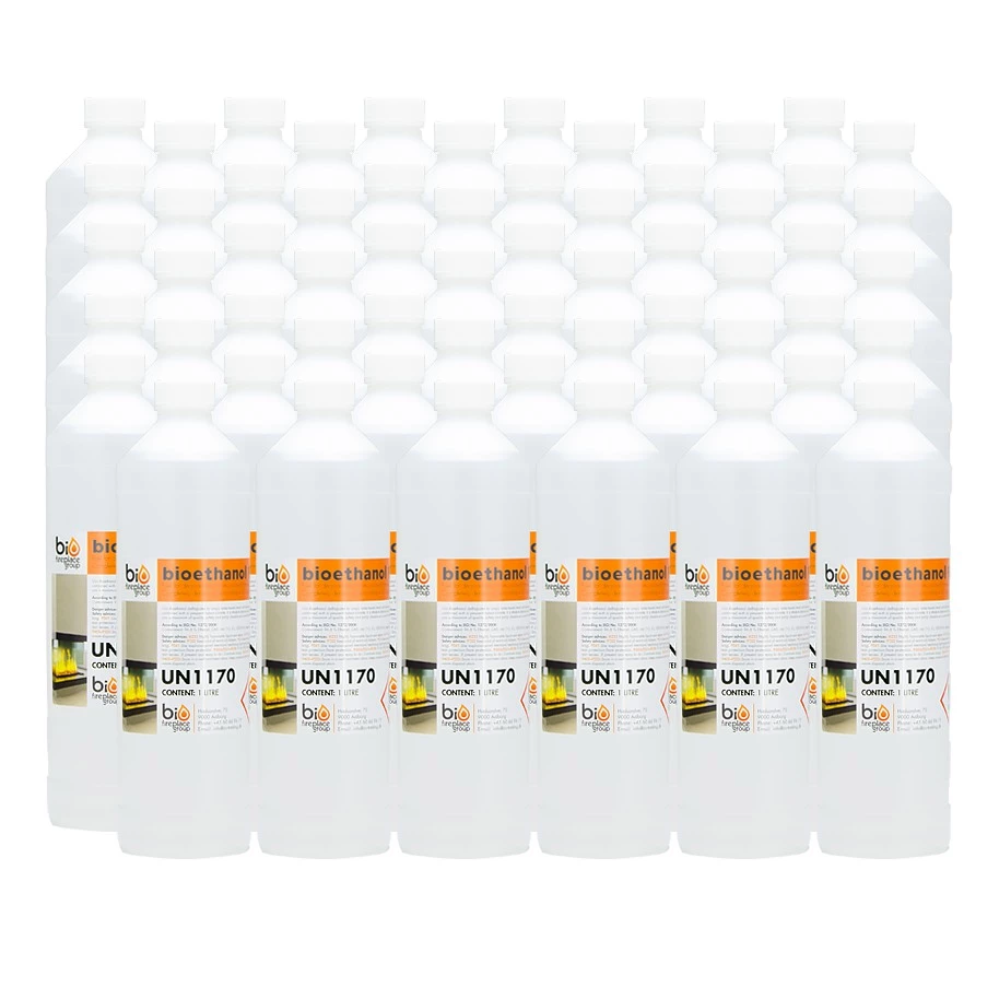 60 Flaschen Bioethanol mit 1 Liter. Hohe Qualität von 96,6%