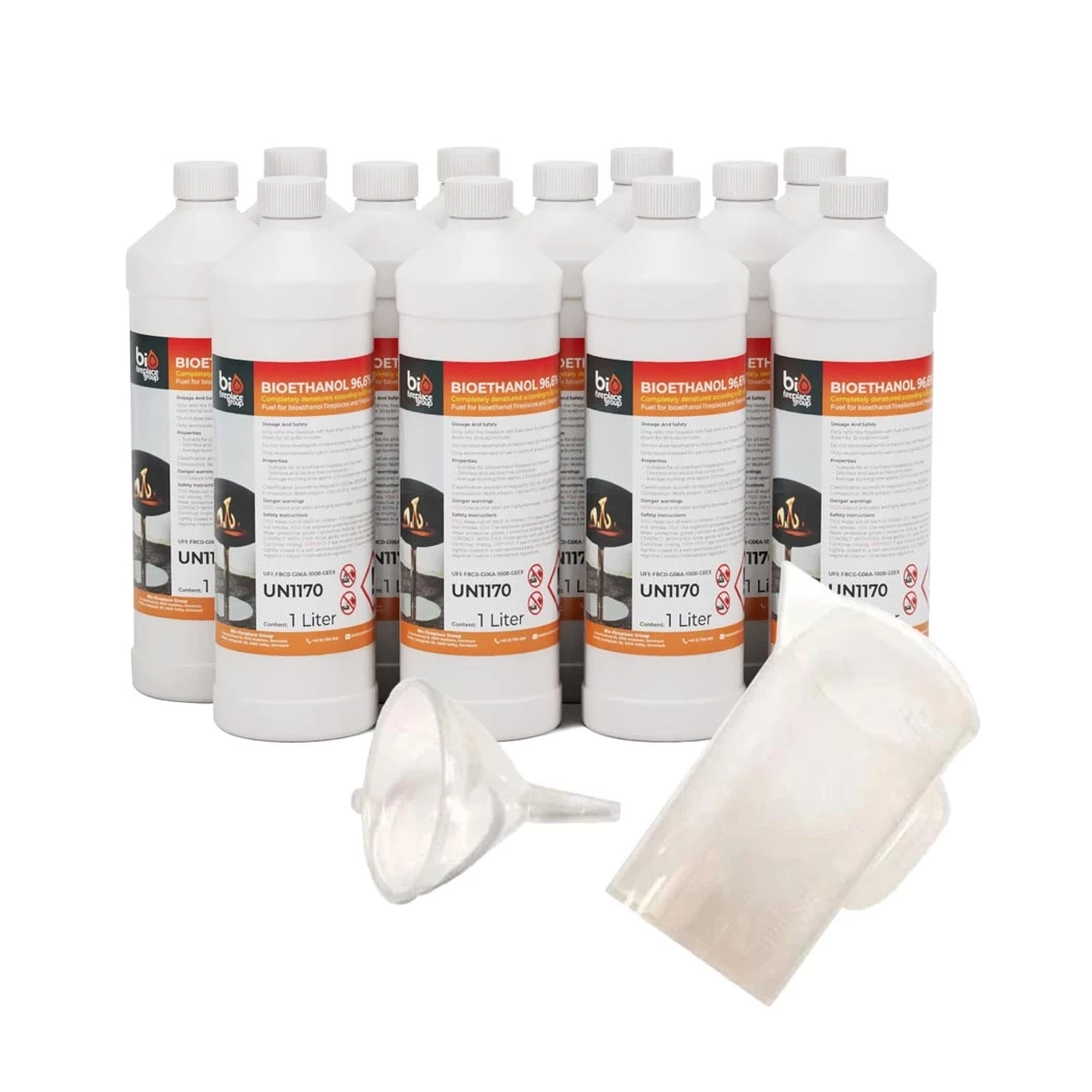 Bioethanol Starterset - 12 Liter | Premium Bioethanol für Bioethanol-Kamine 96,6% Alkoholgehalt