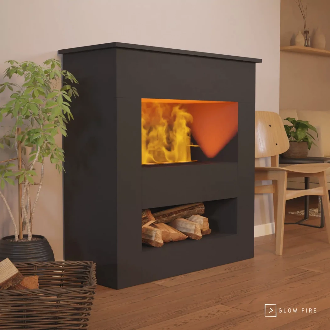 Brecht Wasserdampf Kamin - Schwarz | Glow Fire | Freistehender Wasserdampf Kamin | Schwarz