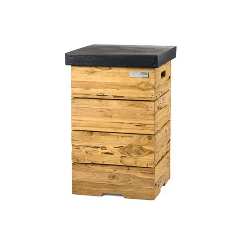 Zubehör für Gaskamin | Beistelltisch aus recyceltem Teakholz