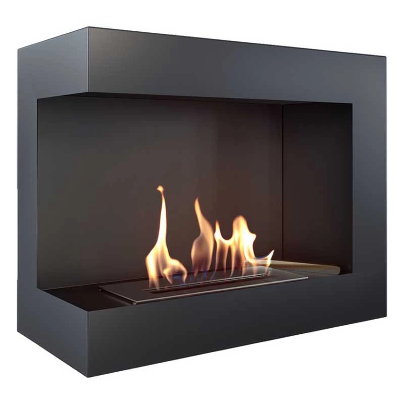 Eckkamin 60 cm (links) | | Ethanol Tunnel Einbaukamin | Schwarz