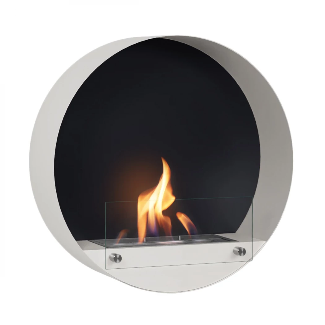 Delaware runder Ethanol Wandkamin - Weiß | ScandiFlames | Bioethanol Wandkamin | Weiß