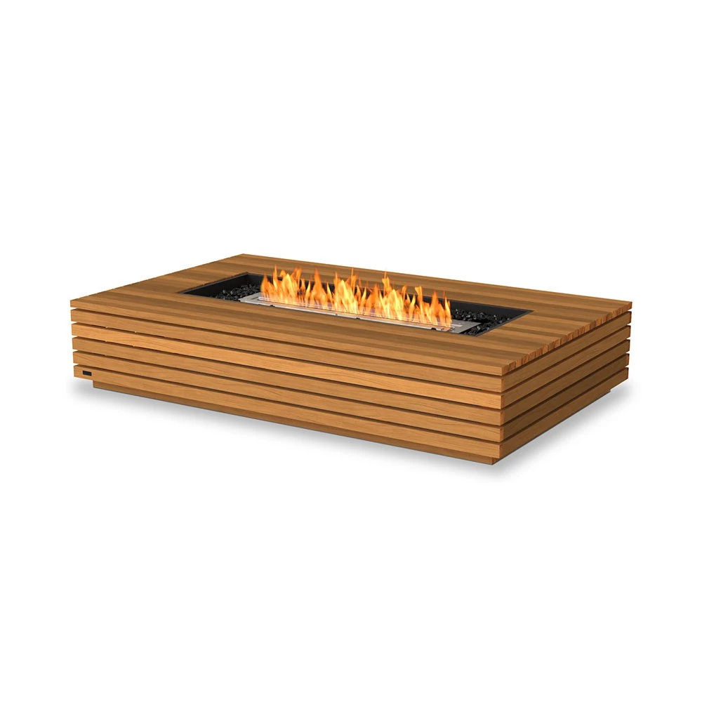 Wharf 65 Ethanol Feuertisch | EcoSmart Fire | Table with bioethanol fireplaec | Teak , Weiß , Schwarz , Grau