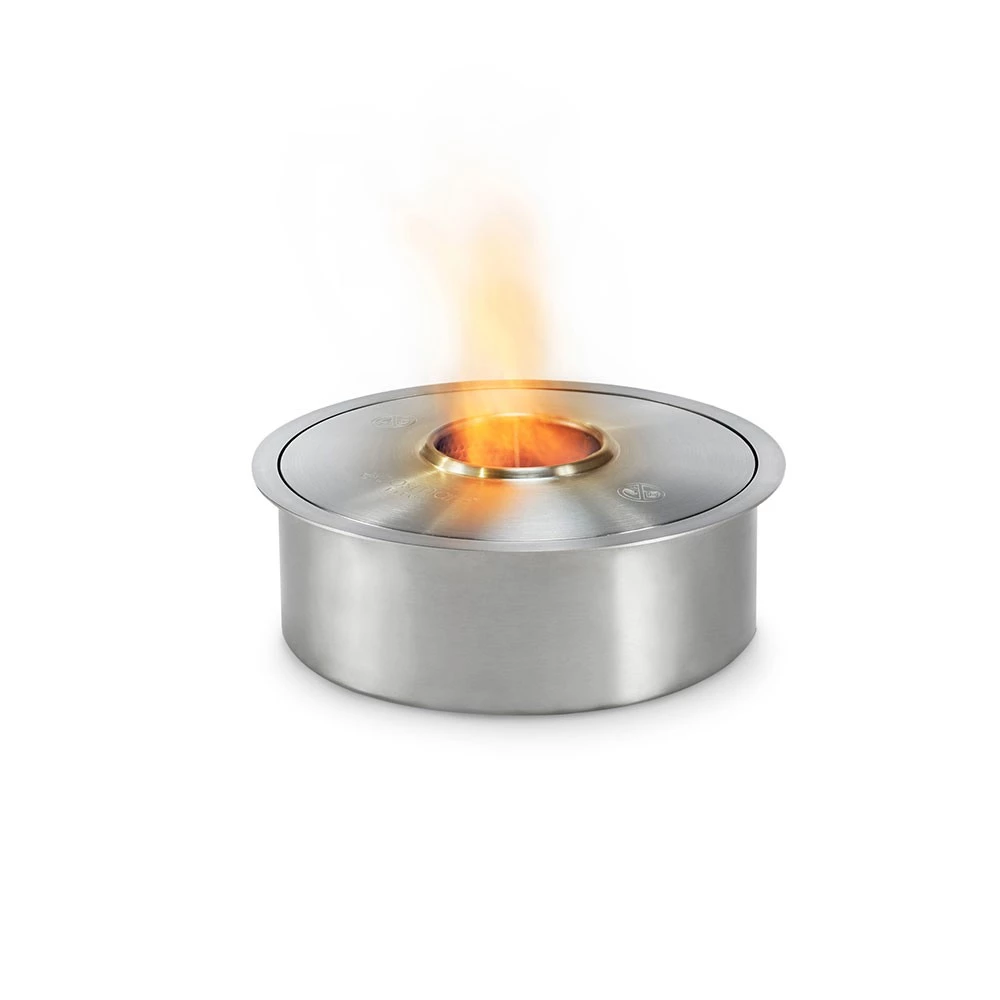 AB3 Bioethanol Brenner | EcoSmart Fire | Runder manueller Ethanol Brenner | Schwarz , Rostfreier Stahl