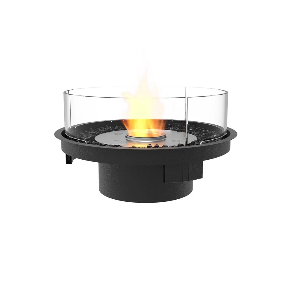 Round 20 Einbau-Kit | EcoSmart Fire | Runder manueller Ethanol Brenner | Stahl , Schwarz