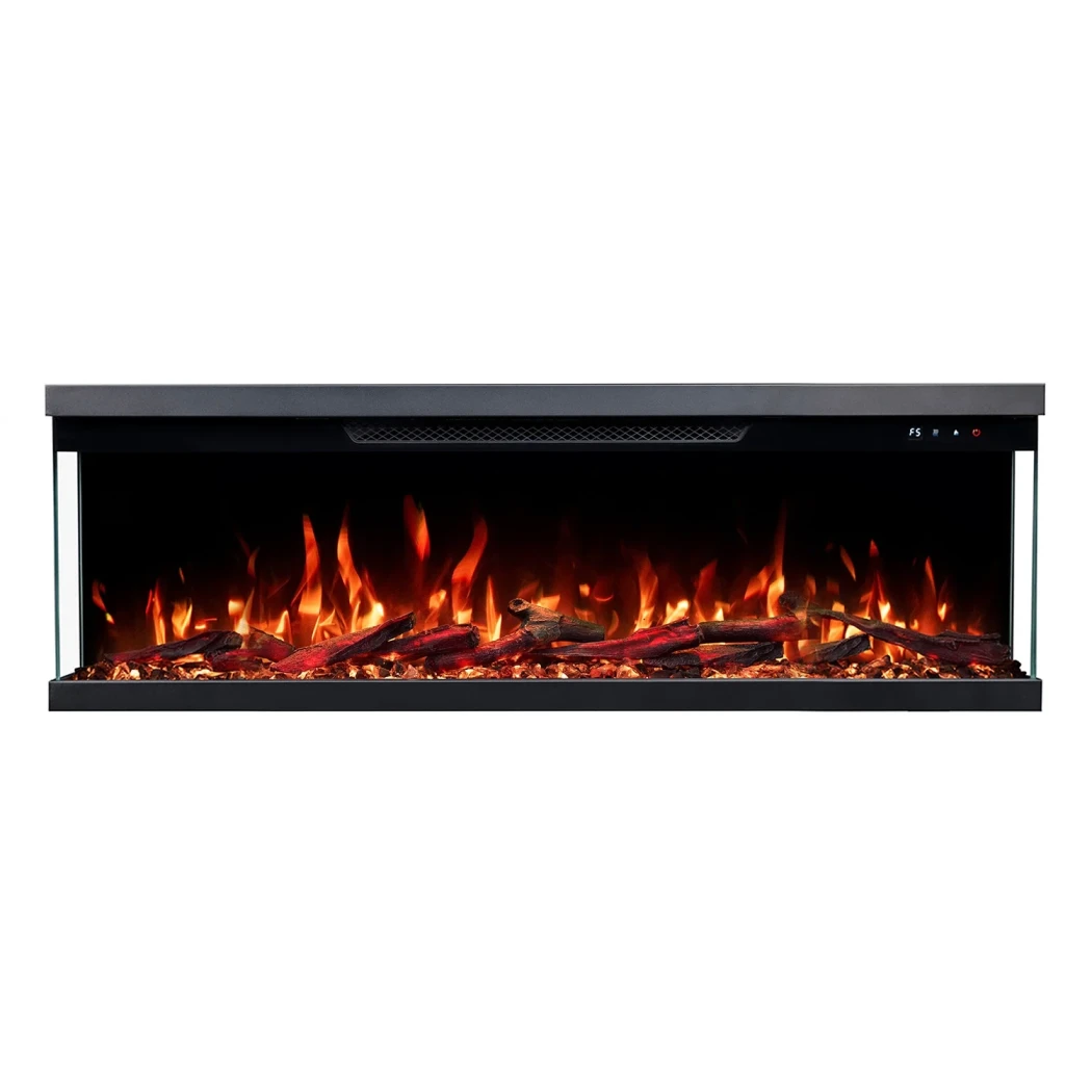Unity – Elektrischer Kamin 107 - Emotion Flame - Dreiseitig - Panoramaverglasung - Glühende LED-Flammen