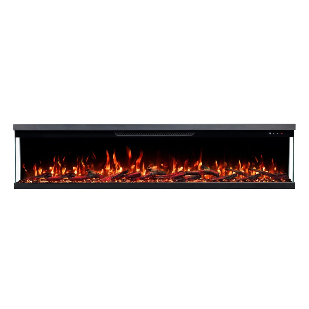 Unity 152 – Elektrischer Kamin - Emotion Flame - Dreiseitig - Panoramaverglasung - Glühende LED-Flammen
