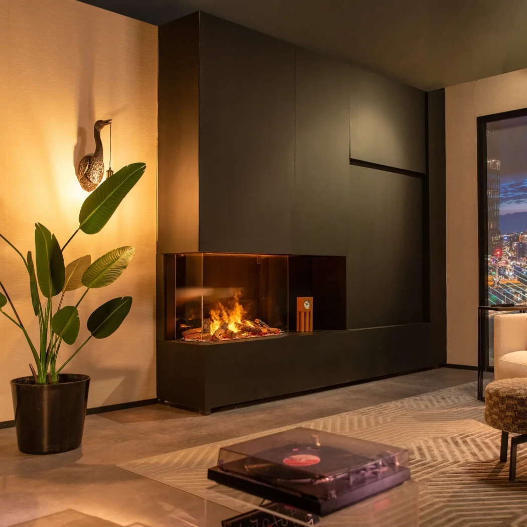 e-Matrix Mood 800/650 III - Wasserdampf Kamin | Faber Dimplex | 3-seitiger Wasserdampf Einbaukamin | Schwarz