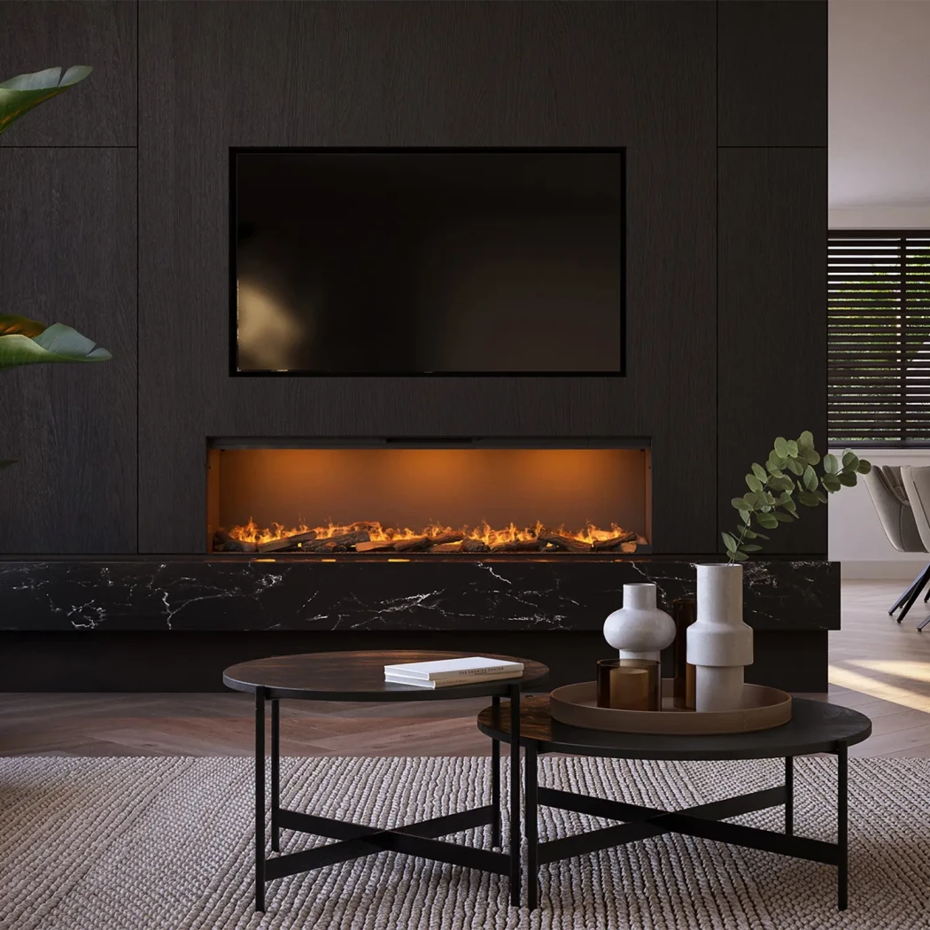 e-SliM Linear 1700/450 I - Wasserdampf Kamin | Faber Dimplex | Wasserdampf Einbaukamin mit Frontöffnung | Schwarz