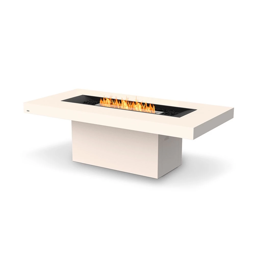 Gin 90 Bar Ethanol Feuertisch | EcoSmart Fire | Table with bioethanol fireplaec | Teak , Weiß , Schwarz , Grau