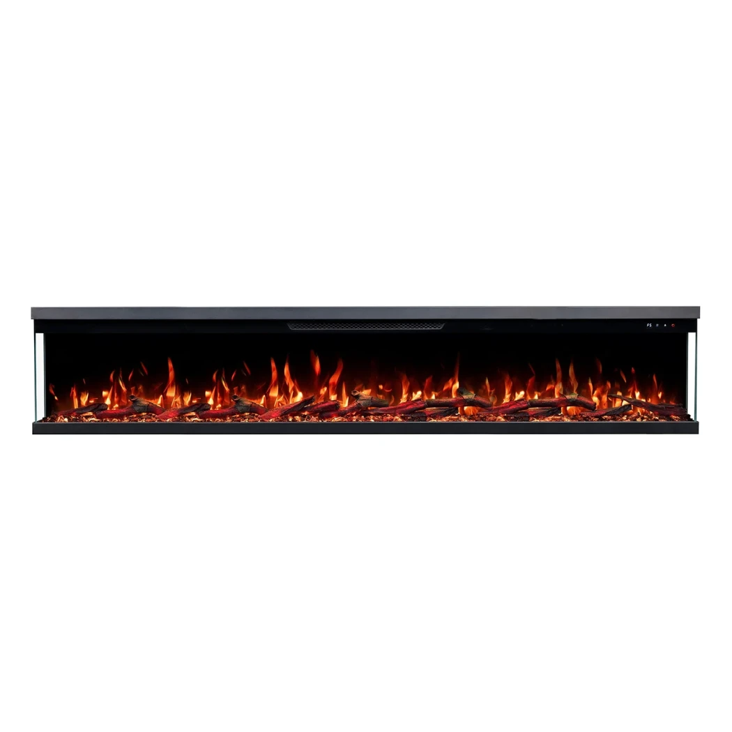 Unity – Elektrischer Kamin 183 - Emotion Flame - Dreiseitig - Panoramaverglasung - Leuchtende LED-Flammen