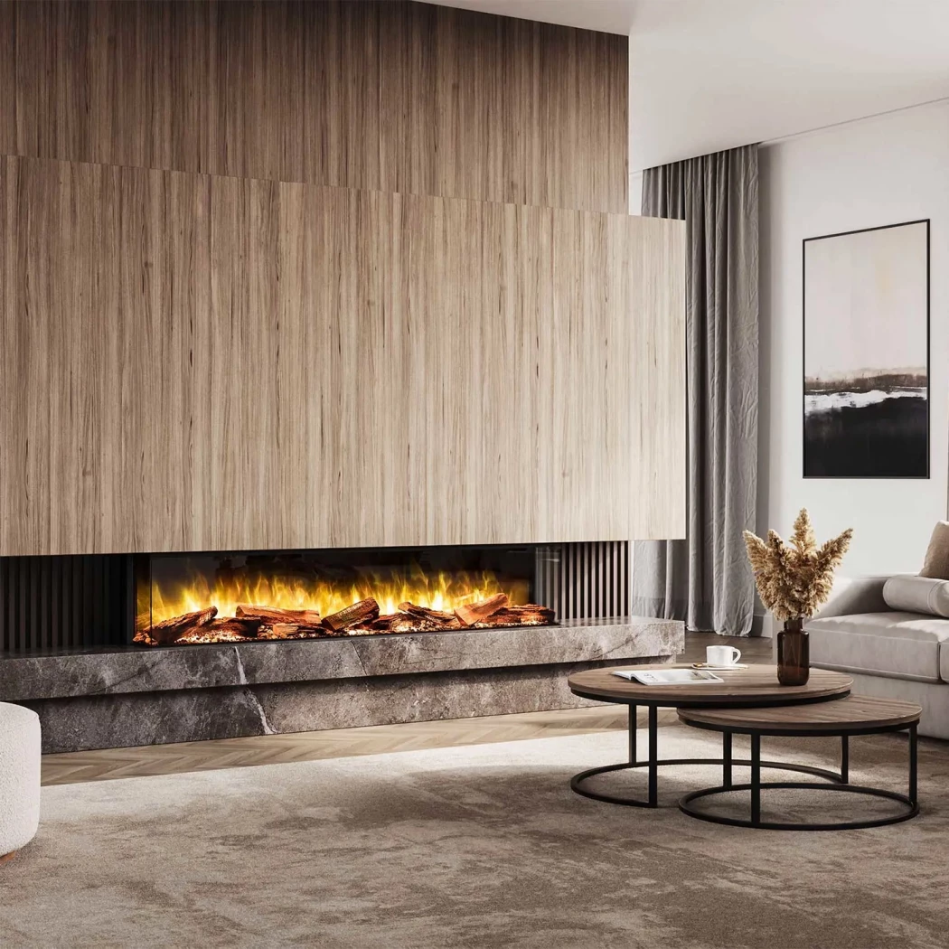 E-FX 1800 - 70" | Flamerite Fires | 3-seitiger Elektro Einbaukamin | Schwarz