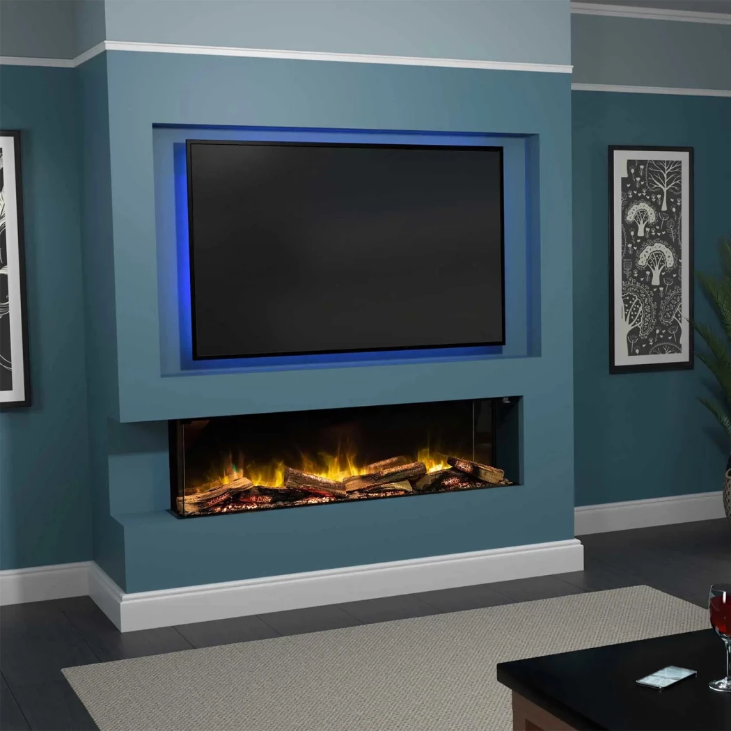 E-FX 1300 - 51" | Flamerite Fires | 3-seitiger Elektro Einbaukamin | Schwarz
