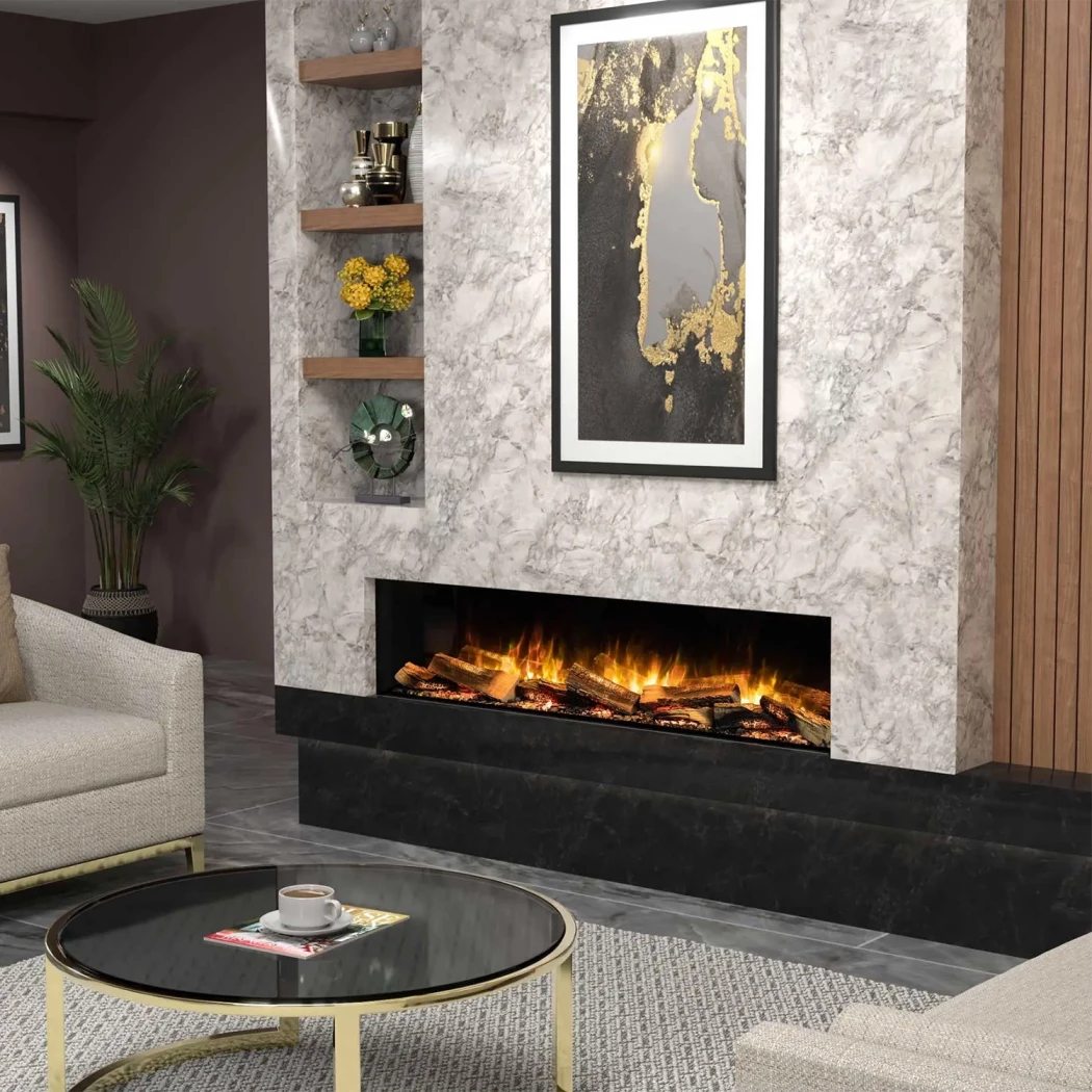 E-FX 1500 - 59" | Flamerite Fires | 3-seitiger Elektro Einbaukamin | Schwarz
