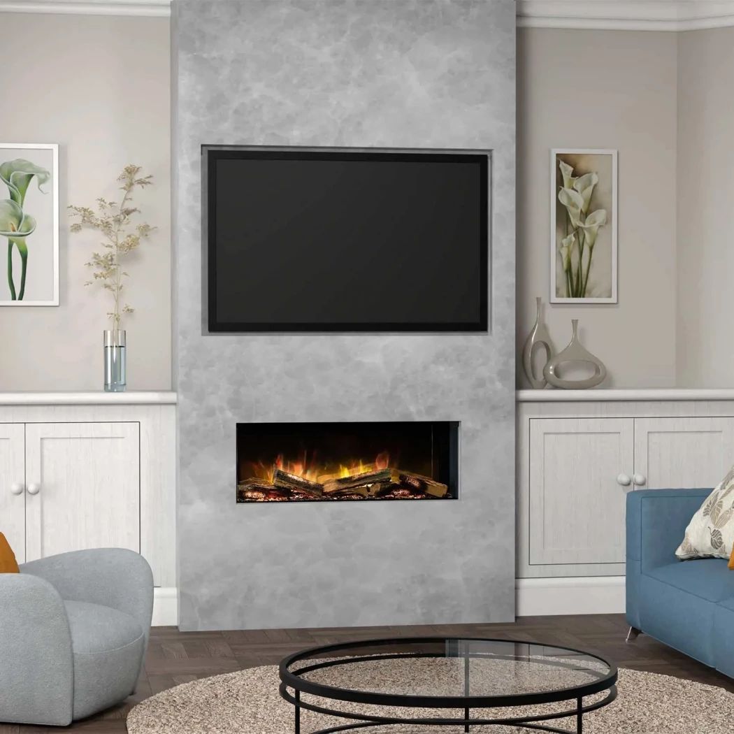 E-FX 1000 - 40" | Flamerite Fires | 3-seitiger Elektro Einbaukamin | Schwarz