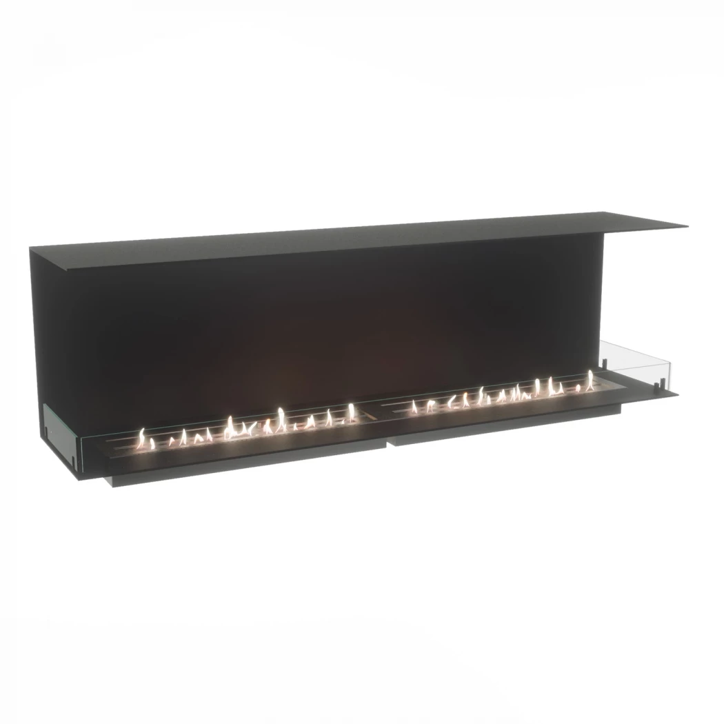 Foco Three 1800 - 180 cm 3-seitiger Einbau-Biokamin - Ideal für Medienwände und TV-Wände - Mit manuellem oder automatischem Brenner
