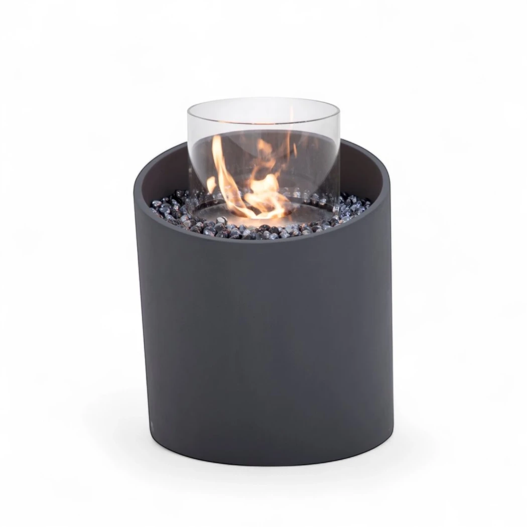TORRE Bioethanol-Feuersäule M – Schiefer Schwarz | Elementi Fires | Freistehender Ethanol Kamin | Schwarz