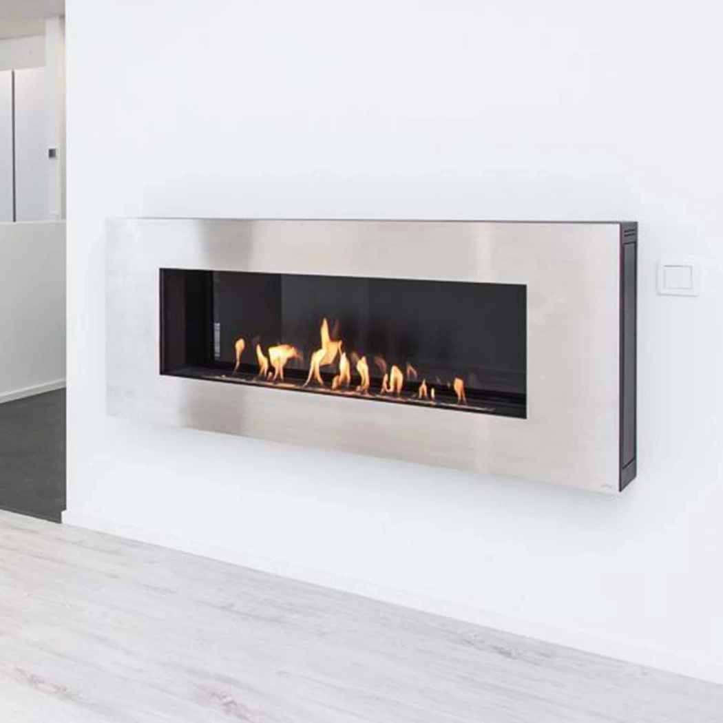 Apollo – Gebürsteter Stahl | GlammFire | Bioethanol Wandkamin | Gebürsteter Stahl