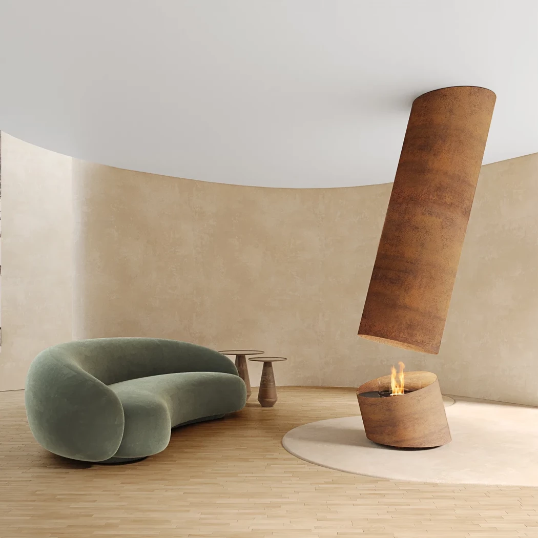 Contour 13 - Cortenstahl | GlammFire | Ethanol Hängekamin | Corten (Rost)