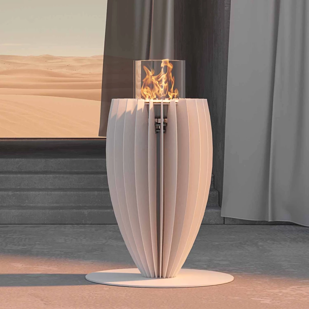 Tuli – Weiß | GlammFire | Freistehender Ethanol Kamin | Weiß