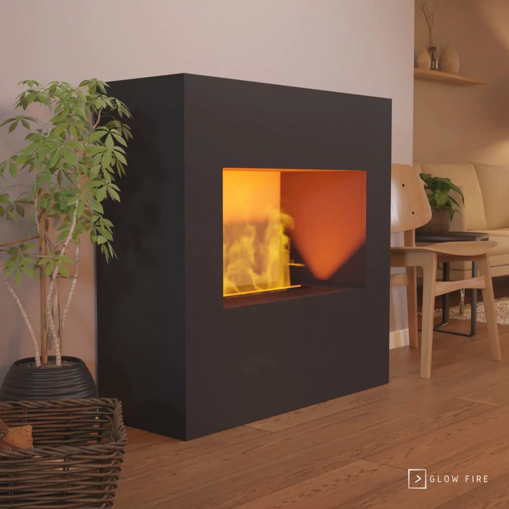 Goethe Schwarz OMC 600 – Freistehender Wasserdampfkamin – Realistische Flamme, Keine Wärme, Energiesparende LEDs