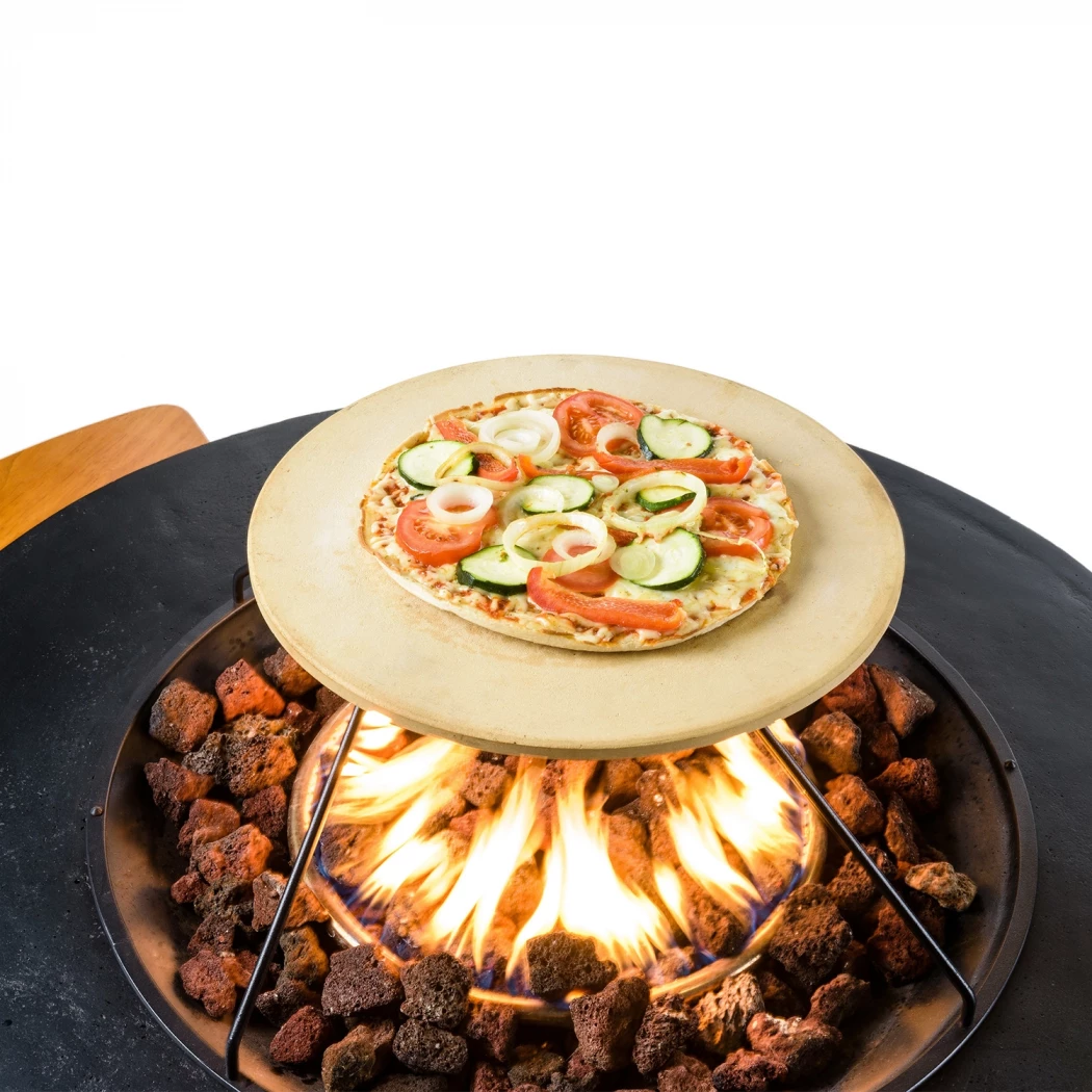 Happy Cocooning Pizzastein - Bereiten Sie Pizzen auf Ihrem Feuertisch zu - Durchmesser von 35,8 cm und Höhe von 1 cm - Kochen im Freien - 