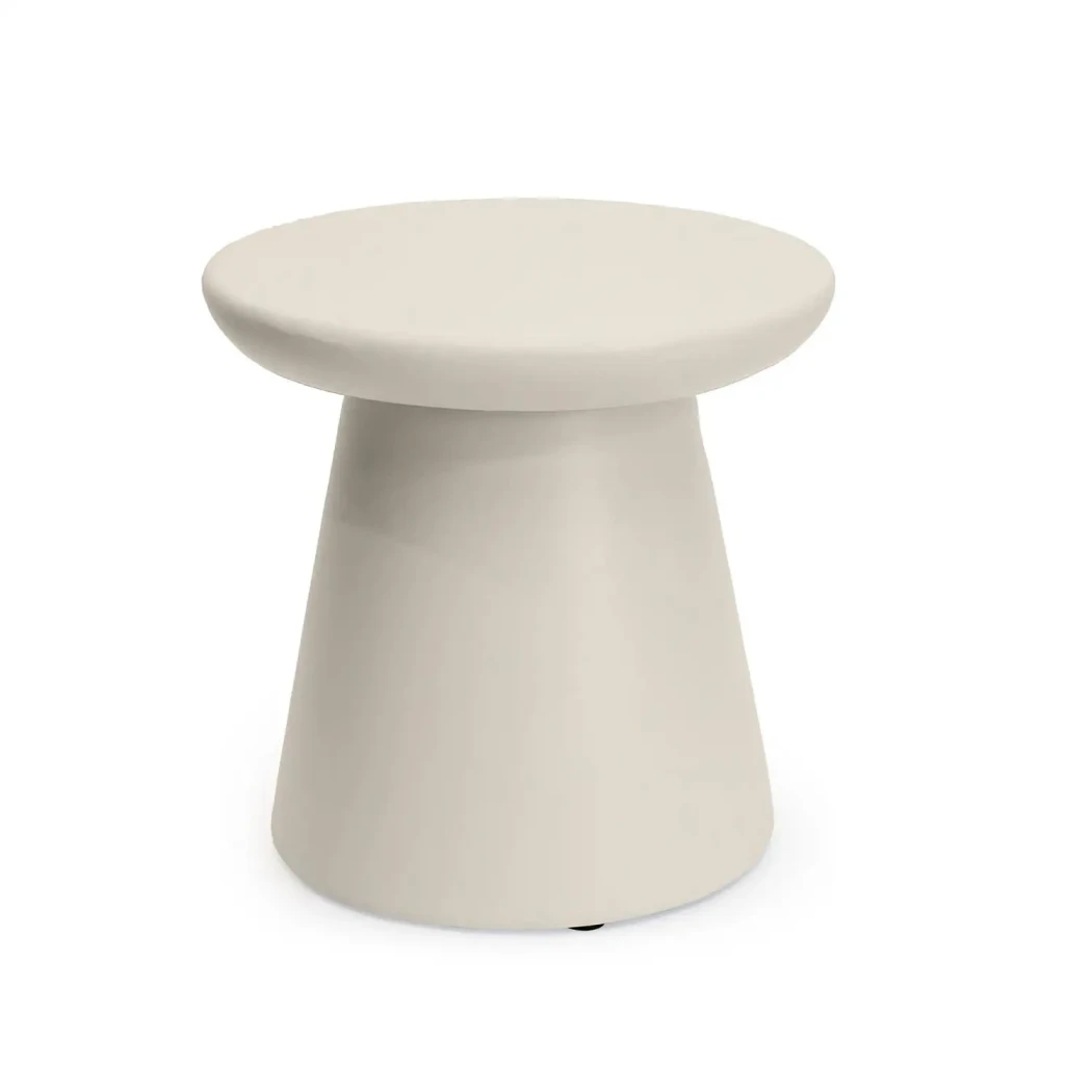 Beistelltisch Rund Oyster Beige von Happy Cocooning – 45 cm Komposit Outdoor Akzenttisch