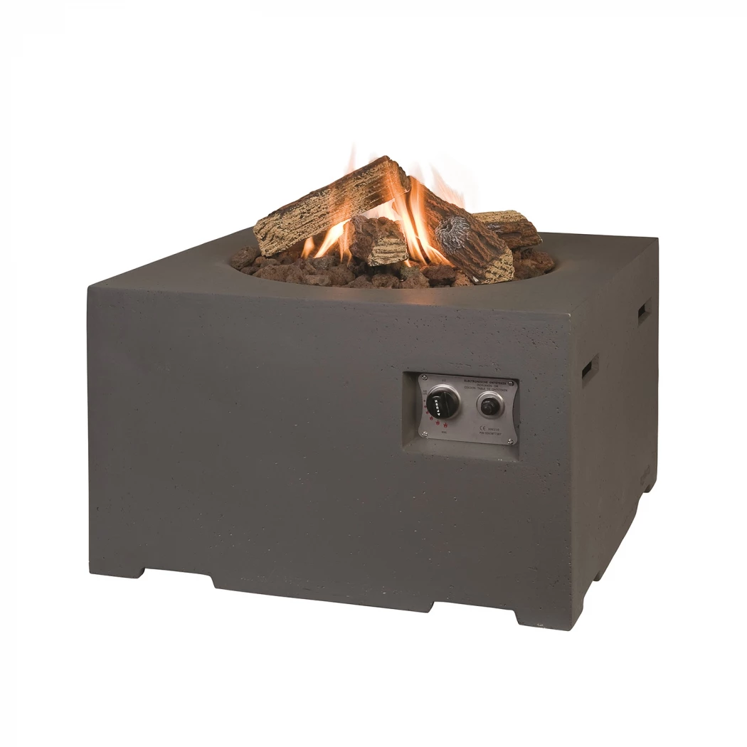 Quadratischer Gaskamintisch - Anthrazit | Happy Cocooning | Feuertisch mit Gasbrenner | Anthrazit
